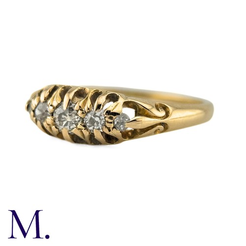 49 - A Diamond Five Stone Ring in yellow gold, set with five round cut diamonds totalling approximately 0... 