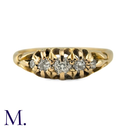 49 - A Diamond Five Stone Ring in yellow gold, set with five round cut diamonds totalling approximately 0... 