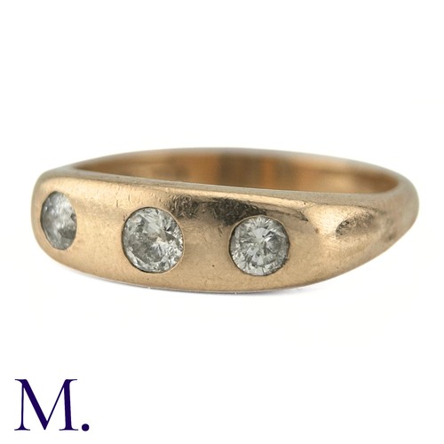 60 - A Diamond Gypsy Ring in 9k yellow gold, set with three round cut diamonds totalling approximately 0.... 