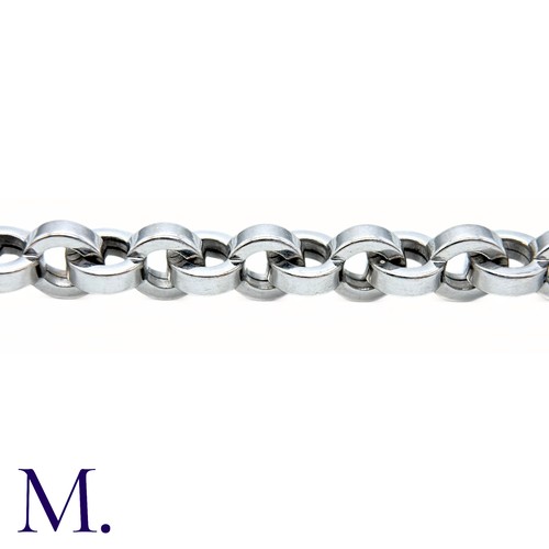 37 - Chopard Diamond Heart Charm Bracelet in 18K white gold.  Marked for Chopard, 18ct white gold with gl... 