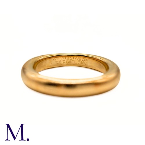 59 - Cartier Gold Band in 18K yellow gold with original ring box.  Ring stamped for Cartier, 18ct gold an... 