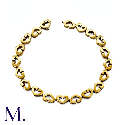 81 - Cartier. A Heart Bracelet in 18K yellow gold with alternating hearts.  Marked for 18ct gold, Cartier... 