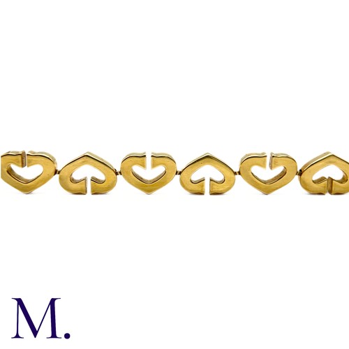 81 - Cartier. A Heart Bracelet in 18K yellow gold with alternating hearts.  Marked for 18ct gold, Cartier... 