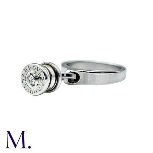 239 - BVLGARI, A Diamond B.zero1 Ring in 18k white gold, set with a dangling B.Zero1 Element, set with a r... 