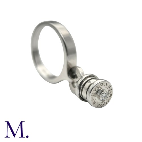 239 - BVLGARI, A Diamond B.zero1 Ring in 18k white gold, set with a dangling B.Zero1 Element, set with a r... 