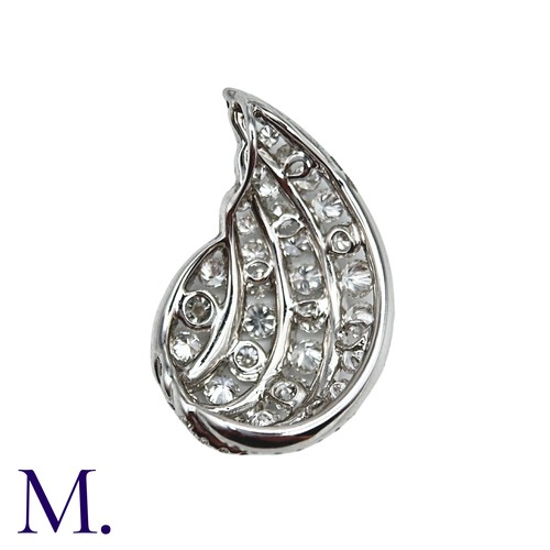 228 - A Diamond Pendant in 18k white gold, the pear shape form set with round cut diamonds. Stamped 750 fo... 