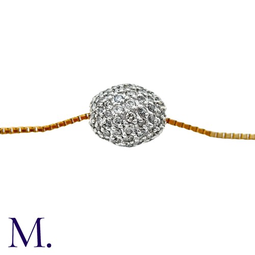 182 - A Diamond Pendant and Chain, the sliding spherical pendant set with diamonds on an 18K yellow gold b... 