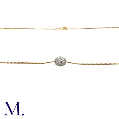 182 - A Diamond Pendant and Chain, the sliding spherical pendant set with diamonds on an 18K yellow gold b... 