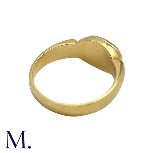 220 - A Three Colour Gold Signet Ringin 18k yellow gold, the diagonally striped face with white, rose and ... 