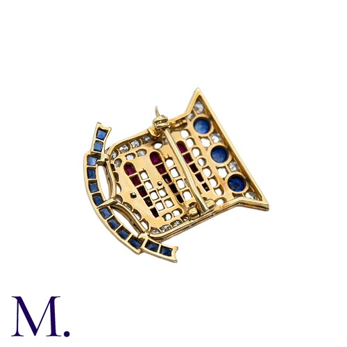 189 - A Royal Ordinance Corps Brooch in yellow gold and platinum, depicting a shield with three cannons ab... 