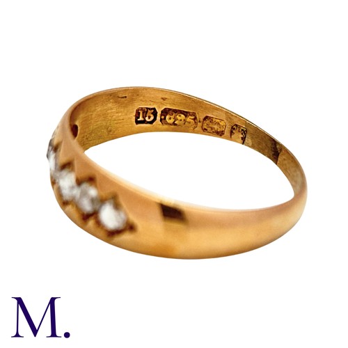 7 - A Diamond Ring in 15k yellow gold, set with six rose cut diamonds. Hallmarked for 15 carat gold.

Si... 