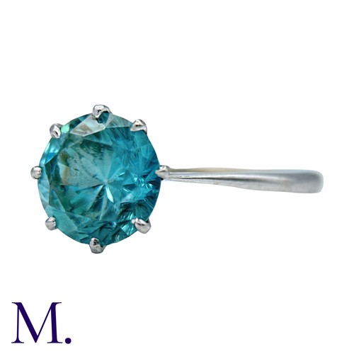 199 - A Zircon Ring in 9k white gold, set with a round cut zircon of approximately 4.00cts. Stamped 9ct.

... 