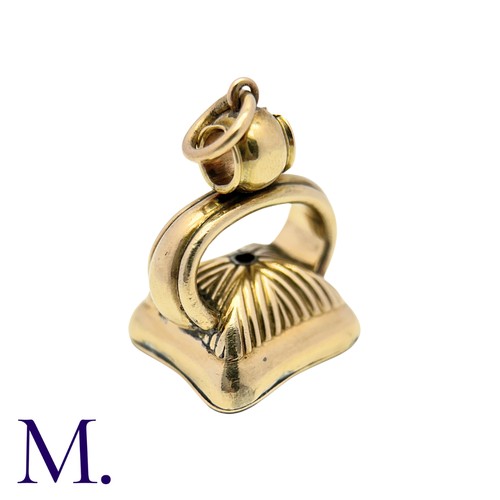 197 - An Agate Seal in yellow gold with fluted base set with orange-coloured agate with monogram.  Unmarke... 