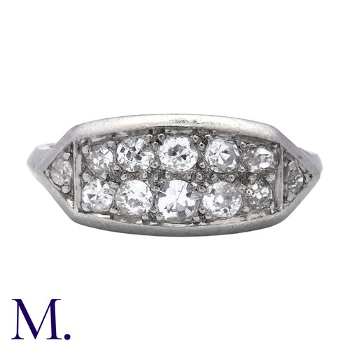 209 - A Diamond Double Row Ring in platinum, set with two rows of diamonds amounting to approximately 0.75... 