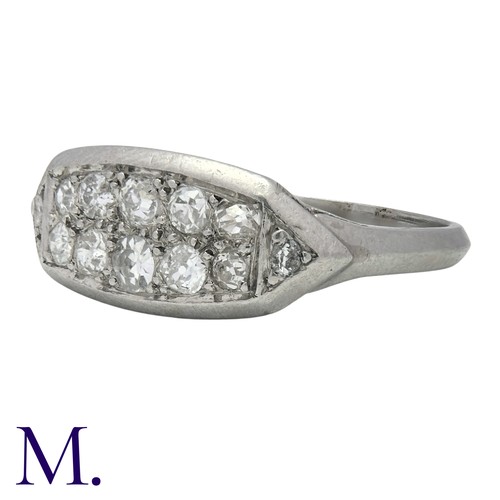 209 - A Diamond Double Row Ring in platinum, set with two rows of diamonds amounting to approximately 0.75... 