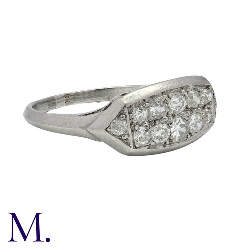 209 - A Diamond Double Row Ring in platinum, set with two rows of diamonds amounting to approximately 0.75... 