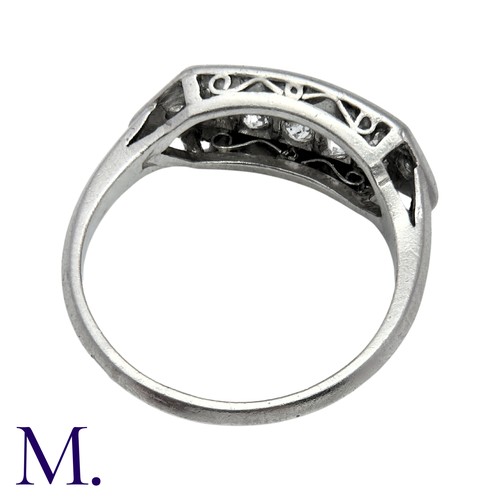 209 - A Diamond Double Row Ring in platinum, set with two rows of diamonds amounting to approximately 0.75... 