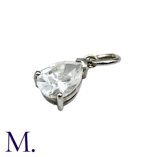 229 - A Diamond Pendant in white gold, set with a pear-cut diamond weighing approximately 1.4ct.

Size: 1.... 