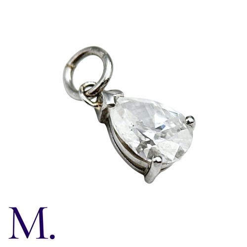 229 - A Diamond Pendant in white gold, set with a pear-cut diamond weighing approximately 1.4ct.

Size: 1.... 