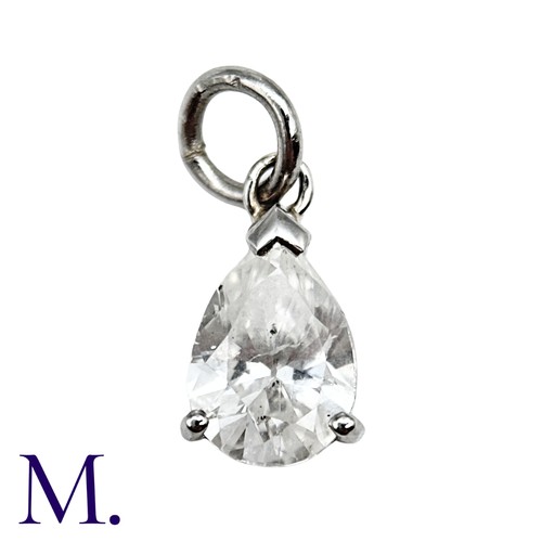 229 - A Diamond Pendant in white gold, set with a pear-cut diamond weighing approximately 1.4ct.

Size: 1.... 