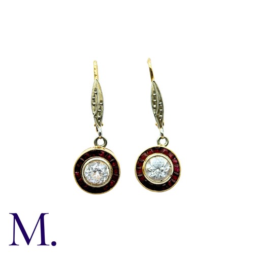 193 - NO RESERVE - A Pair of Paste Target Cluster Earrings in yellow gold, each comprising a millegrained ... 