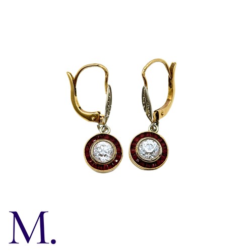 193 - NO RESERVE - A Pair of Paste Target Cluster Earrings in yellow gold, each comprising a millegrained ... 