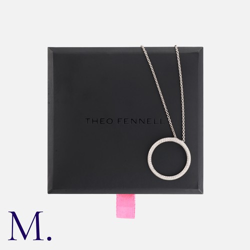 47 - THEO FENNEL, A Diamond Pendant Necklace in 18k white gold, designed as an open circle, set with whit... 