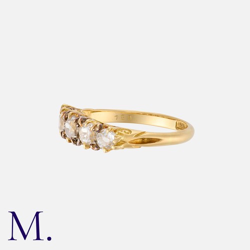 2 - An Old Cut Diamond Five Stone Ring in 18k yellow gold , set with five graduated old cut diamonds tot... 