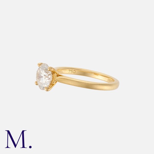 86 - A Diamond Solitaire Ring in 18k yellow gold set with a round cut diamond of approximately  1.50cts. ... 