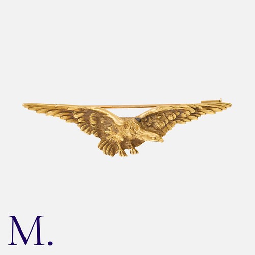 175 - An Antique Eagle Brooch in 18K yellow gold, depicting an eagle in flight.  French marks for 18ct gol... 