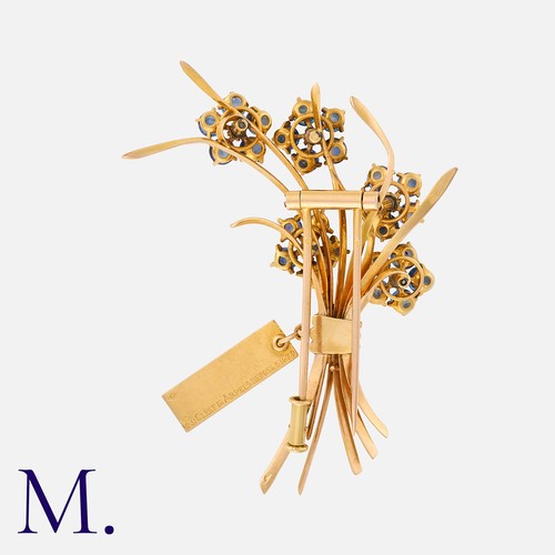 157 - VAN CLEEF & ARPELS. A Forget-Me-Not Bouquet Brooch in 18K yellow gold, with rotating flower heads se... 