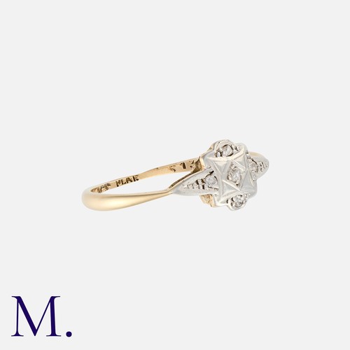 169 - A Diamond Ring in 9K gold, set with four diamond chips.

Size: M1/2
Weight: 1.5g