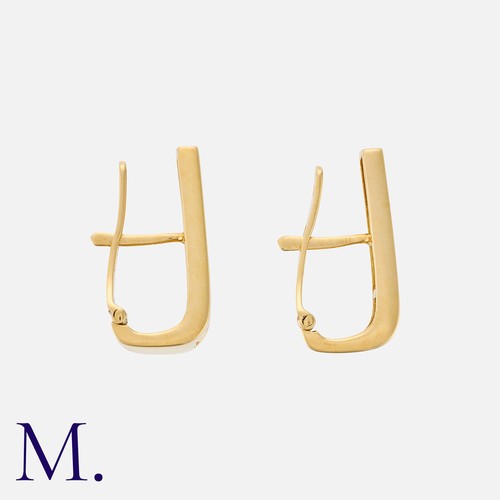 150 - A Pair of Diamond Hoop Earrings in 18K yellow gold, each set with five round brilliant diamonds weig... 