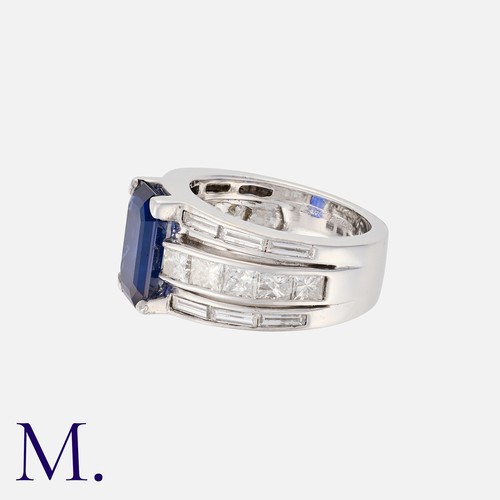 127 - A Ceylon No Heat Colour Change Sapphire And Diamond Ring in 18k white gold, set with a principal oct... 