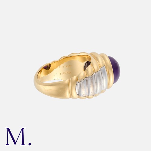 105 - MAUBOUSSIN, An Amethyst Ring in 18k yellow and white gold, the fluted, stepped design in bi colour g... 