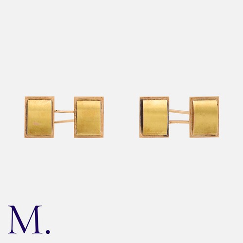 37 - A Pair of Gold Cuffflinks in yellow and rose gold, with a domed front design.  Unmarked but tests in... 