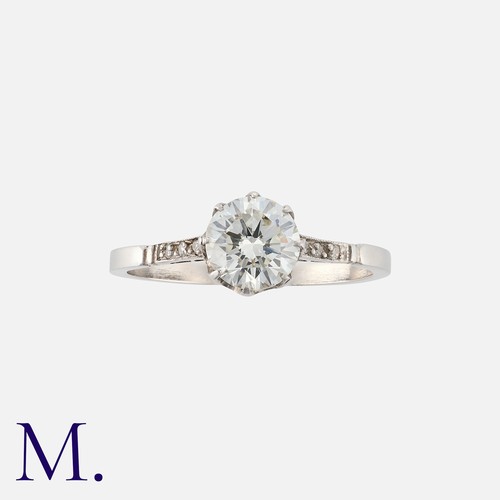 102 - A Diamond Solitaire Ring in platinum set with a round cut diamond weighing approximately 0.87ct (app... 