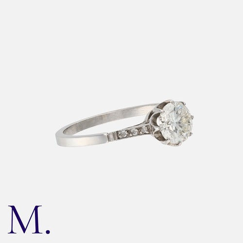 102 - A Diamond Solitaire Ring in platinum set with a round cut diamond weighing approximately 0.87ct (app... 