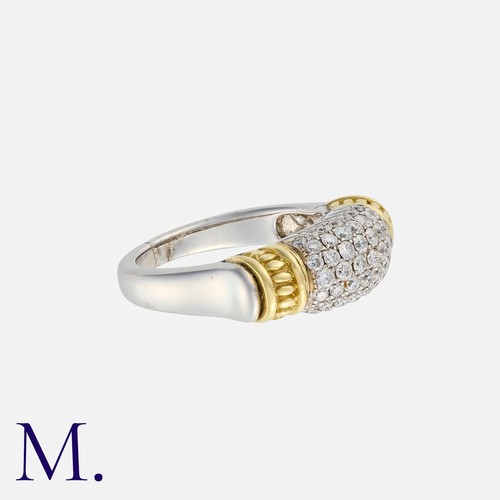 176 - A Vintage Diamond Ring in 18k yellow and white gold, the bombe form with decorative shoulders set wi... 