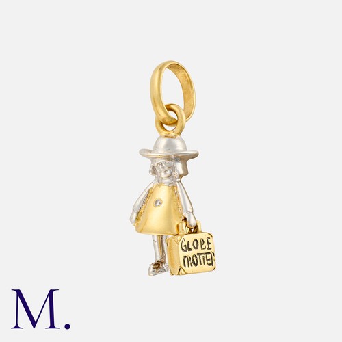 24 - Links Of London, A Diamond Globe Trotter Charm / Pendant in 18k yellow gold, with articulated legs a... 