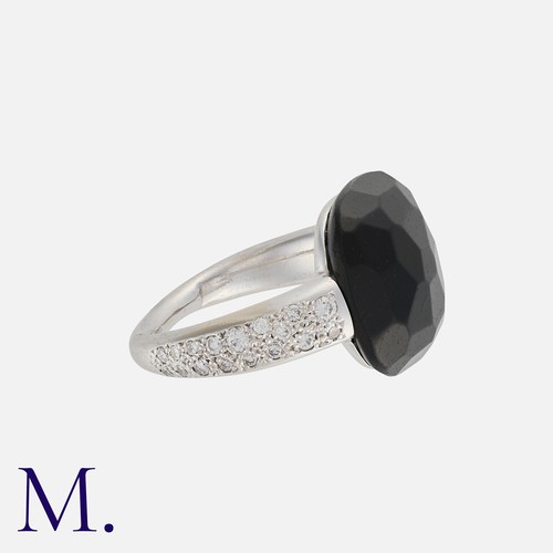 149 - POMELLATO, A Jet And Diamond 'Capri' Ring in 18k white gold, set with a faceted piece of jet with ro... 