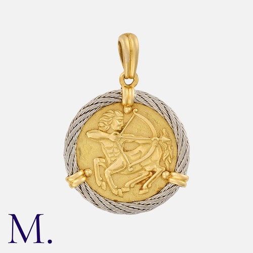 112 - FRED. A Force 10 Zodiac Pendant in 18K yellow gold and steel, depicting Sagittarius, the centaur arc... 