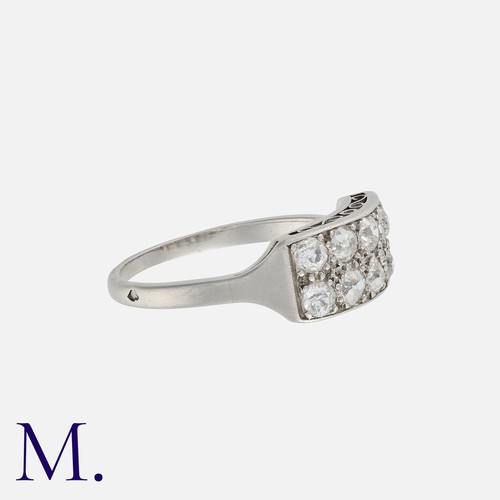 71 - A Diamond 2-Row Ring in platinum, set with ten old cut diamonds weighing approx. 1.0ct in total in t... 