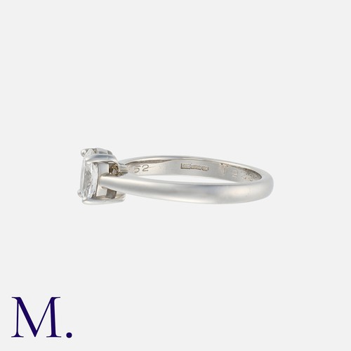 152 - An Oval-Cut Diamond Ring in platinum, set with an oval cut diamond weighing approx. 0.65ct. Hallmark... 