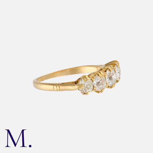 219 - A Diamond Five Stone Ring in yellow gold, set with five old cut diamonds totalling approximately 1.5... 