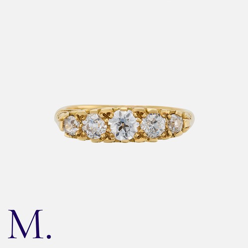 65 - An Old Cut Diamond Five Stone Ring in yellow gold, set with five old cut diamonds totalling approxim... 