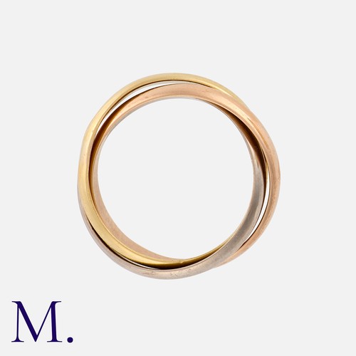 77 - CARTIER. Trinity Rings in 18ct yellow, white and rose gold.  Signed Cartier to the outside of the ba... 