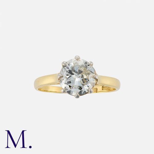 207 - A Diamond Solitaire Ring in 18K yellow gold, set with a round cut diamond weighing approx. 1.05ct (e... 