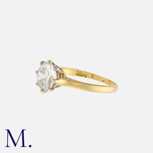 207 - A Diamond Solitaire Ring in 18K yellow gold, set with a round cut diamond weighing approx. 1.05ct (e... 