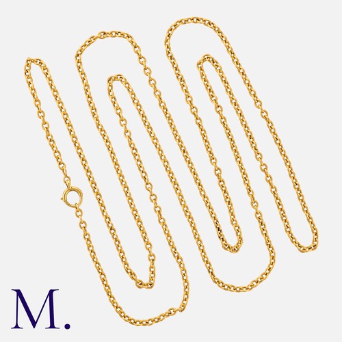 184 - A French Sautoir Chain in 18K yellow gold with c-clasp.  French marks for 18ct gold.

Size: 150cm
We... 